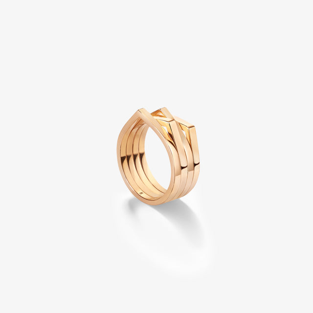 4 rows ring in pink gold 18 carats
